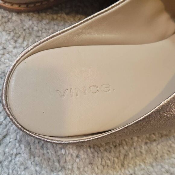 Vince Fairley Metallic Leather Wedge Slide Sandals Size 6.5 - Picture 2 of 6